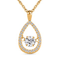 Weißer Zirkonia-Anhänger mit Edelstahl-Kette, 925 Silber vergoldet ca. 1,05 ct