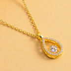 Weißer Zirkonia-Anhänger mit Edelstahl-Kette, 925 Silber vergoldet ca. 1,05 ct