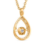 Weißer Zirkonia-Anhänger mit Edelstahl-Kette, 925 Silber vergoldet ca. 1,05 ct