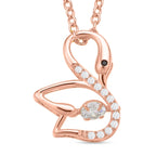 Weißer Zirkonia-Anhänger mit Edelstahl-Kette, 925 Silber rosévergoldet ca. 0,60 ct