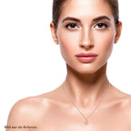 Weißer Zirkonia-Anhänger mit Edelstahl-Kette, 925 Silber rosévergoldet ca. 0,60 ct