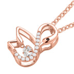 Weißer Zirkonia-Anhänger mit Edelstahl-Kette, 925 Silber rosévergoldet ca. 0,60 ct