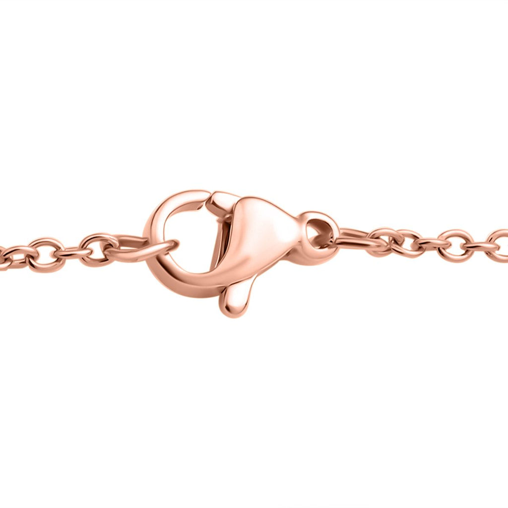 Weißer Zirkonia-Anhänger mit Edelstahl-Kette, 925 Silber rosévergoldet ca. 0,60 ct