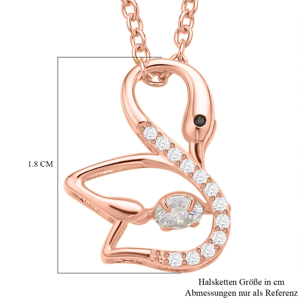 Weißer Zirkonia-Anhänger mit Edelstahl-Kette, 925 Silber rosévergoldet ca. 0,60 ct