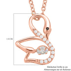 Weißer Zirkonia-Anhänger mit Edelstahl-Kette, 925 Silber rosévergoldet ca. 0,60 ct