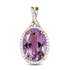 Rose de France Amethyst und weißer Zirkon Anhänger mit Kette, 925 Silber vergoldet ca. 5.86 ct