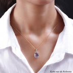 Rose de France Amethyst und weißer Zirkon Anhänger mit Kette, 925 Silber vergoldet ca. 5.86 ct