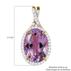 Rose de France Amethyst und weißer Zirkon Anhänger mit Kette, 925 Silber vergoldet ca. 5.86 ct