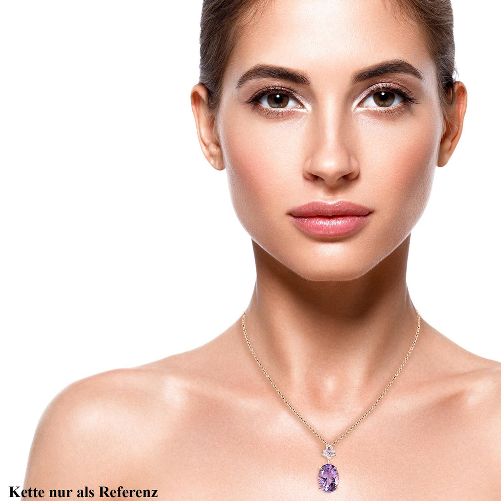 Rose De France Amethyst-Anhänger mit Kette, 925 Silber rosévergoldet ca. 11,68 ct