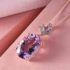 Rose De France Amethyst-Anhänger mit Kette, 925 Silber rosévergoldet ca. 11,68 ct