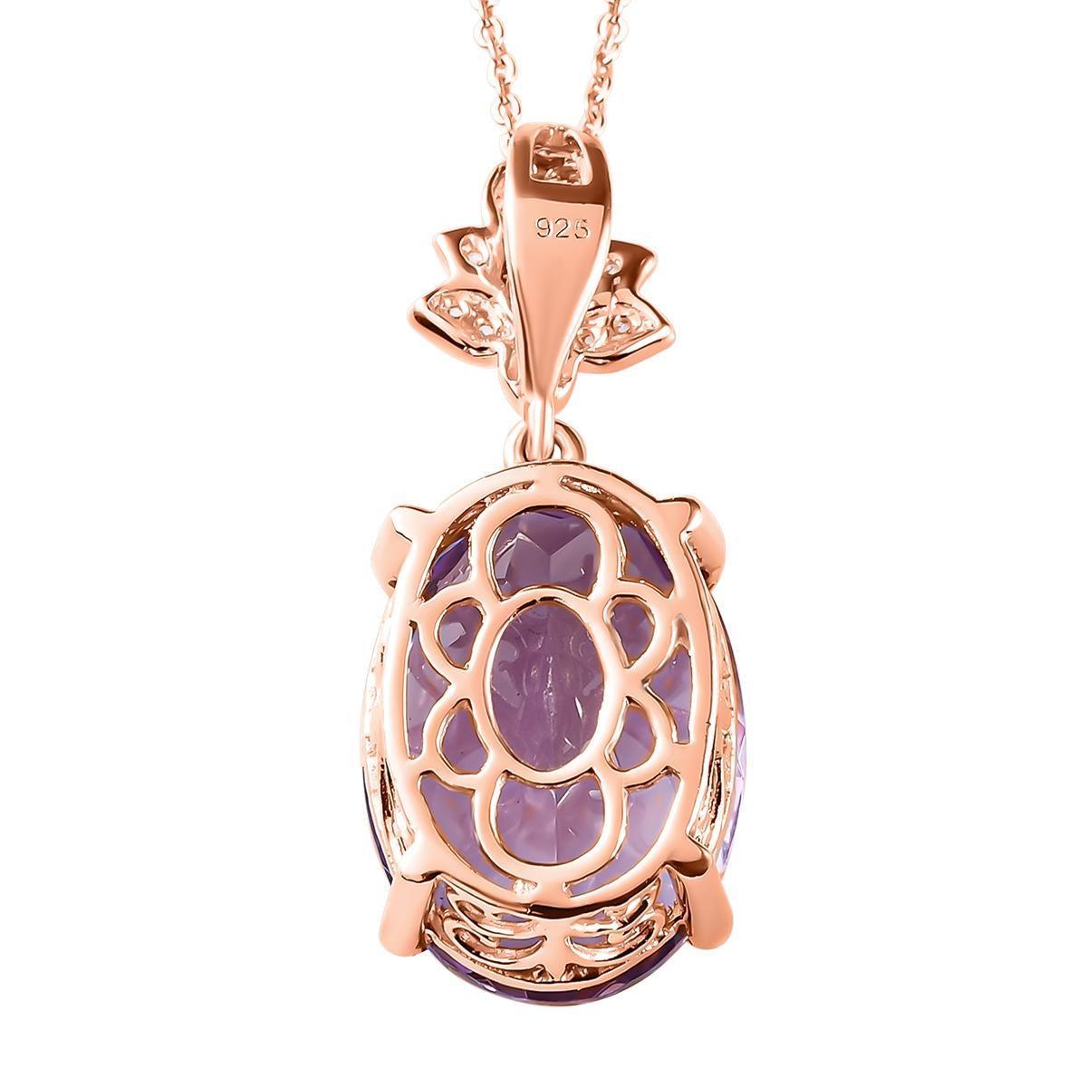 Rose De France Amethyst-Anhänger mit Kette, 925 Silber rosévergoldet ca. 11,68 ct