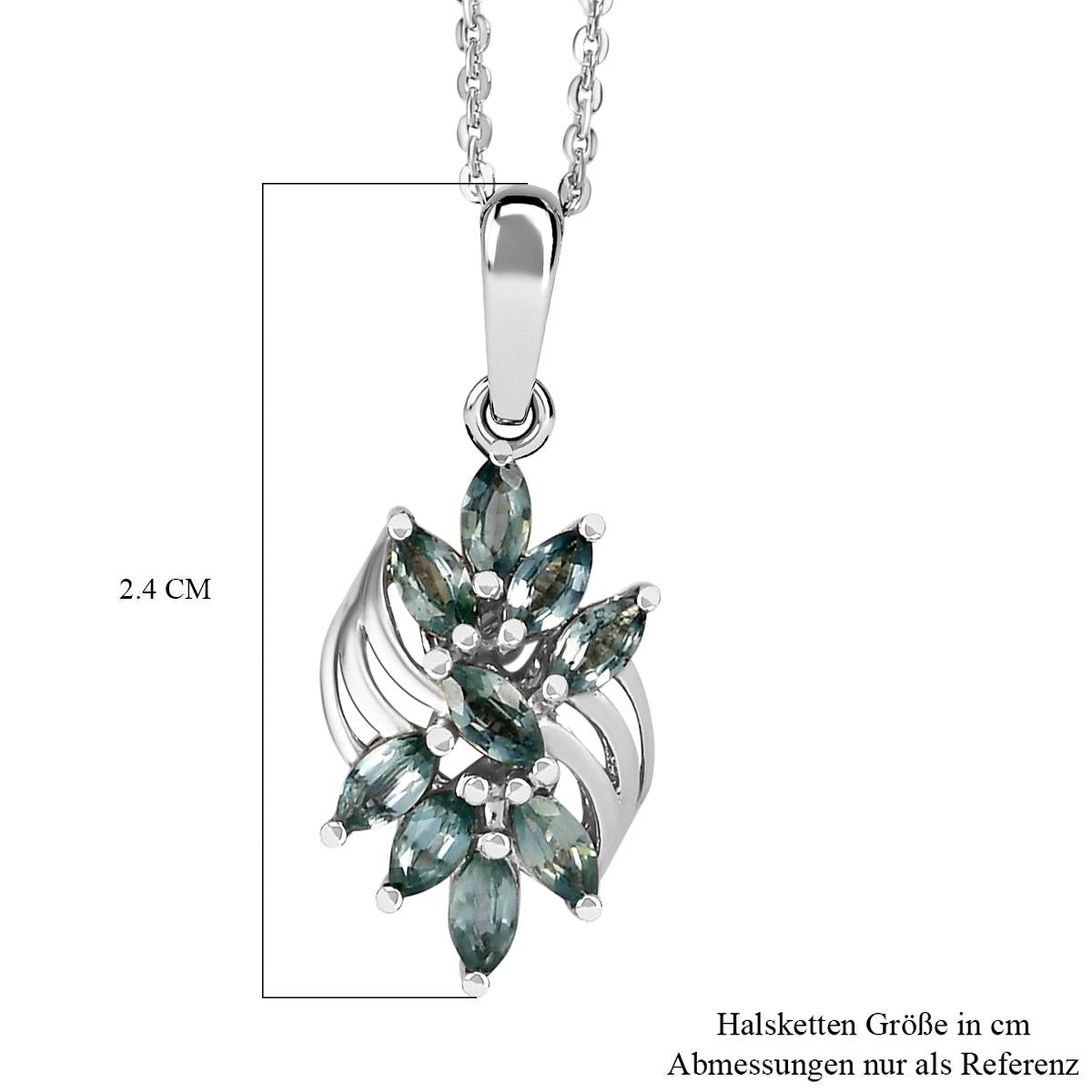Montana Pfau Saphir-Anhänger mit Kette, 925 Silber platiniert ca. 0,95 ct