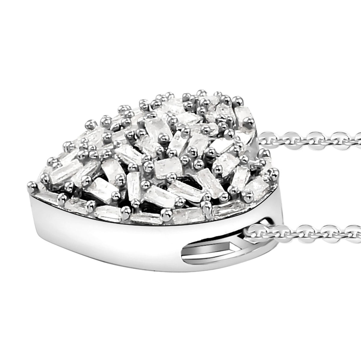 GP Amore-Kollektion - Weißer Diamant-Anhänger mit Kette, 925 Silber platiniert ca. 0.33 ct