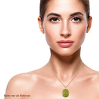 Natürlicher Peridot-Anhänger mit Kette, 925 Silber vergoldet ca. 15.45 ct