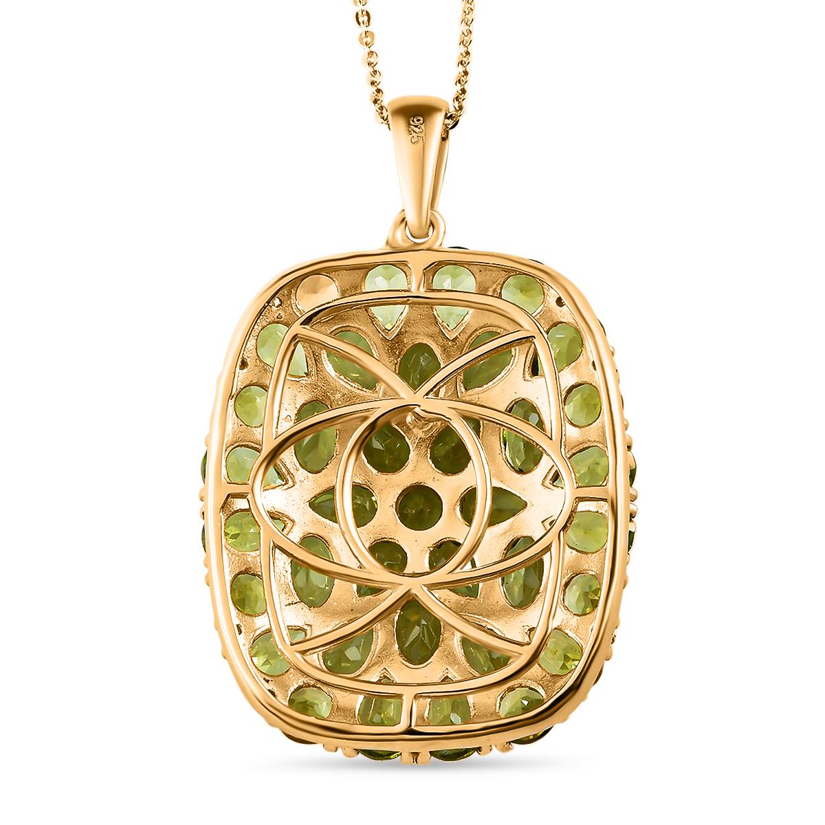 Natürlicher Peridot-Anhänger mit Kette, 925 Silber vergoldet ca. 15.45 ct