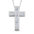Moissanit Kreuz-Anhänger mit Kette, 925 Silber rhodiniert ca. 2.30 ct