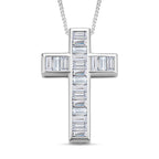 Moissanit Kreuz-Anhänger mit Kette, 925 Silber rhodiniert ca. 2.30 ct