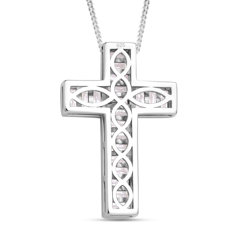 Moissanit Kreuz-Anhänger mit Kette, 925 Silber rhodiniert ca. 2.30 ct