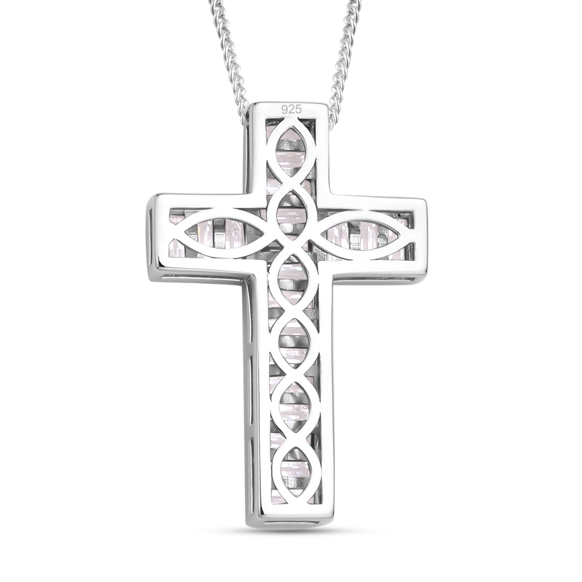 Moissanit Kreuz-Anhänger mit Kette, 925 Silber rhodiniert ca. 2.30 ct