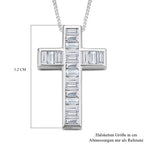 Moissanit Kreuz-Anhänger mit Kette, 925 Silber rhodiniert ca. 2.30 ct