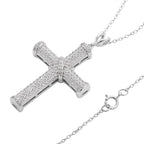 Weißer Zirkon Kreuz-Anhänger mit Kette, 925 Silber rhodiniert ca. 0.51 ct