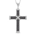 Schwarzer Spinell Kreuzanhänger mit Kette, 925 Silber rhodiniert ca. 0,51 ct