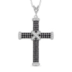 Schwarzer Spinell Kreuzanhänger mit Kette, 925 Silber rhodiniert ca. 0,51 ct