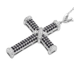 Schwarzer Spinell Kreuzanhänger mit Kette, 925 Silber rhodiniert ca. 0,51 ct