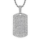 Rechteckiger Anhänger und Kette mit weißem Kristallbesatz, silberfarben 8.00 ct