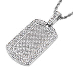 Rechteckiger Anhänger und Kette mit weißem Kristallbesatz, silberfarben 8.00 ct