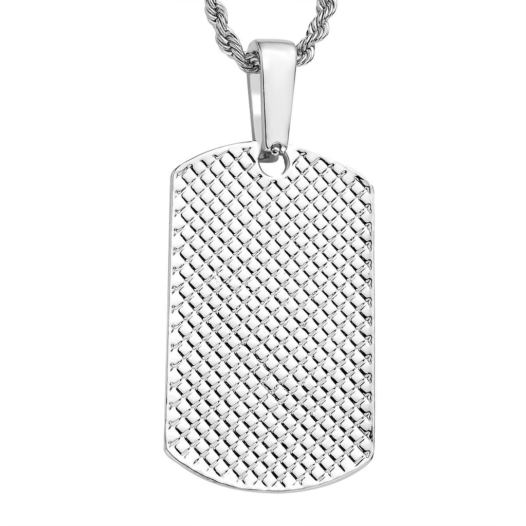 Rechteckiger Anhänger und Kette mit weißem Kristallbesatz, silberfarben 8.00 ct