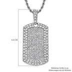 Rechteckiger Anhänger und Kette mit weißem Kristallbesatz, silberfarben 8.00 ct