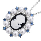 Kamee-Schmuck, Kunststoff Perlen Kette mit Anhänger, Silberfarben