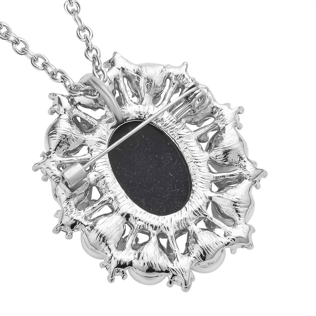 Kamee-Schmuck, Kunststoff Perlen Kette mit Anhänger, Silberfarben