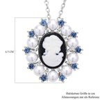 Kamee-Schmuck, Kunststoff Perlen Kette mit Anhänger, Silberfarben