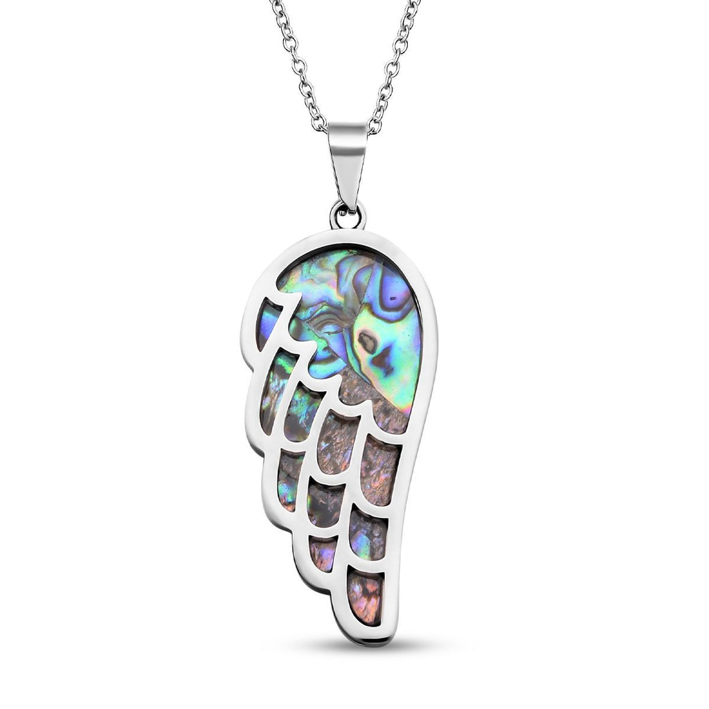 Abalone Muschel Anhänger mit Kette, Edelstahl emailliert ca. 10.00 ct