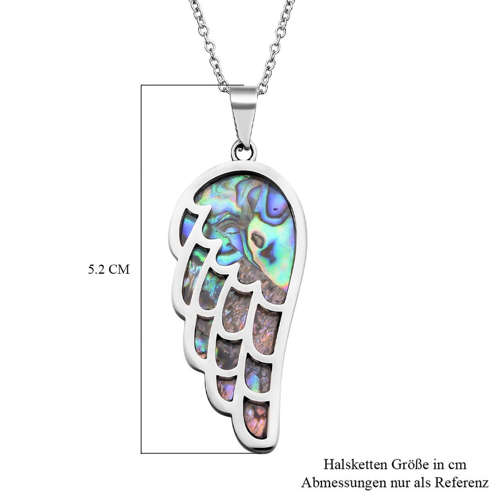Abalone Muschel Anhänger mit Kette, Edelstahl emailliert ca. 10.00 ct