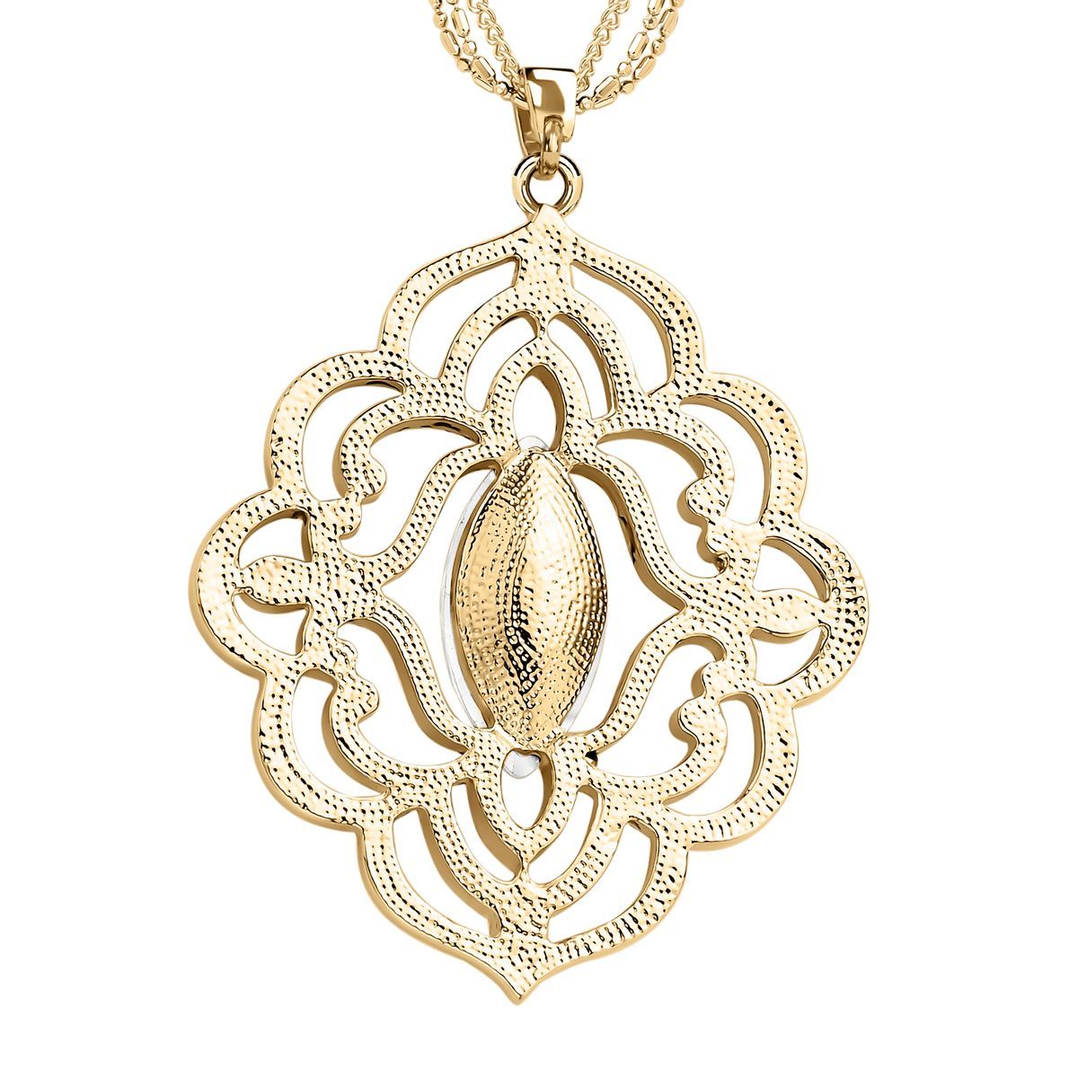 Weißer Kristall-Anhänger mit Kette, goldfarben