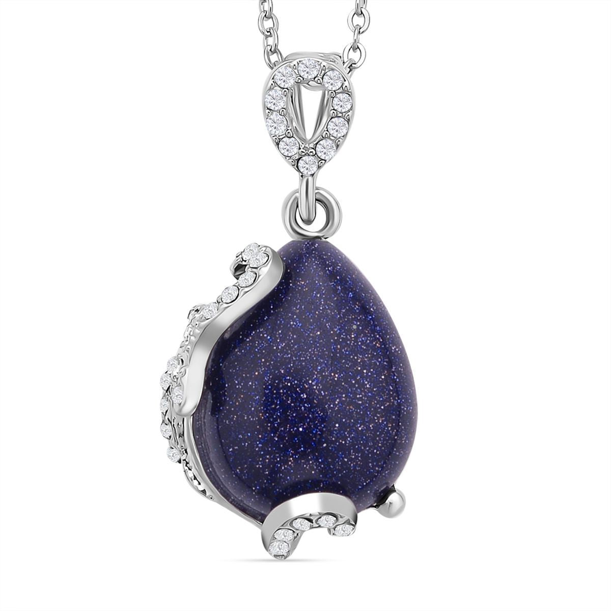 2er Set, Blaue Sandstein Ohrringe und Anhänger mit Kette, ca. 14.00 ct
