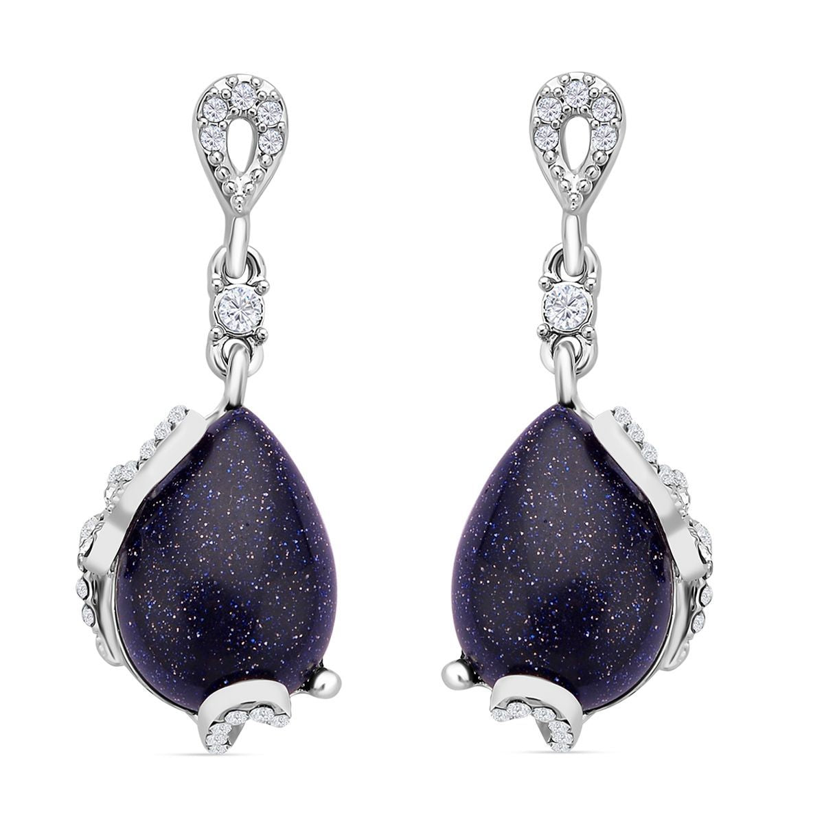 2er Set, Blaue Sandstein Ohrringe und Anhänger mit Kette, ca. 14.00 ct