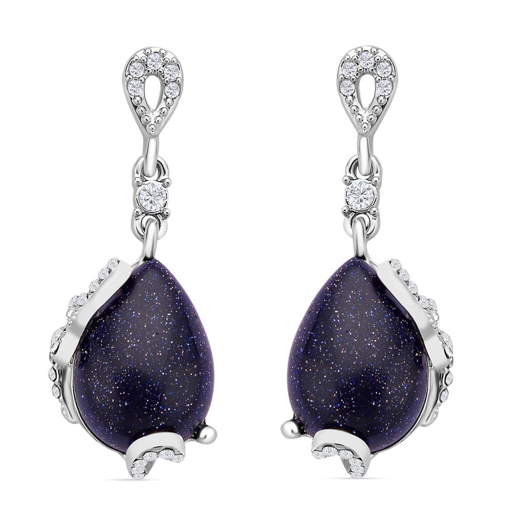 2er Set, Blaue Sandstein Ohrringe und Anhänger mit Kette, ca. 14.00 ct