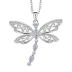 2er Set - Libelle Kristall-Anhänger mit Kette und Ohrringen, silberfarben