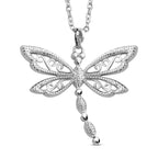 2er Set - Libelle Kristall-Anhänger mit Kette und Ohrringen, silberfarben