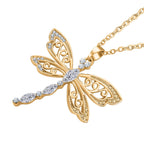 2er Set - Libelle Kristall-Anhänger mit Kette und Ohrringen, goldfarben