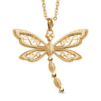 2er Set - Libelle Kristall-Anhänger mit Kette und Ohrringen, goldfarben