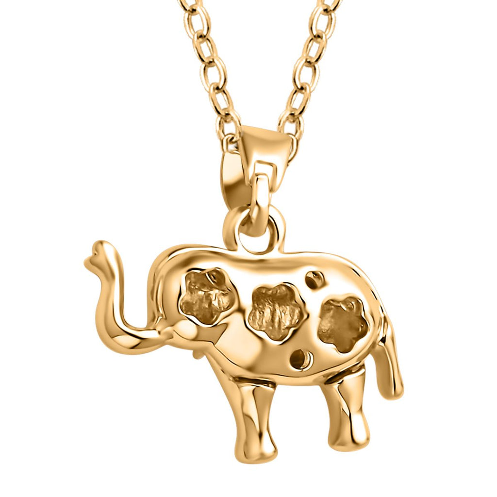 Weißer Kristall und schwarzer Kristall Elefantanhänger mit Kette, goldfarben