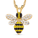 Mehrfarbige Kristall Bienen-Kette und Ohrringe, goldfarben