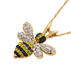 Mehrfarbige Kristall Bienen-Kette und Ohrringe, goldfarben