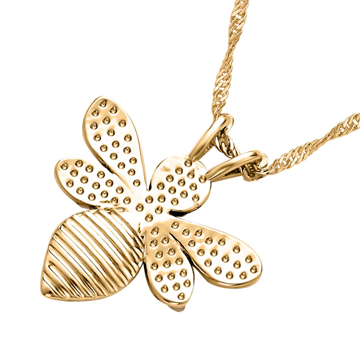 Mehrfarbige Kristall Bienen-Kette und Ohrringe, goldfarben