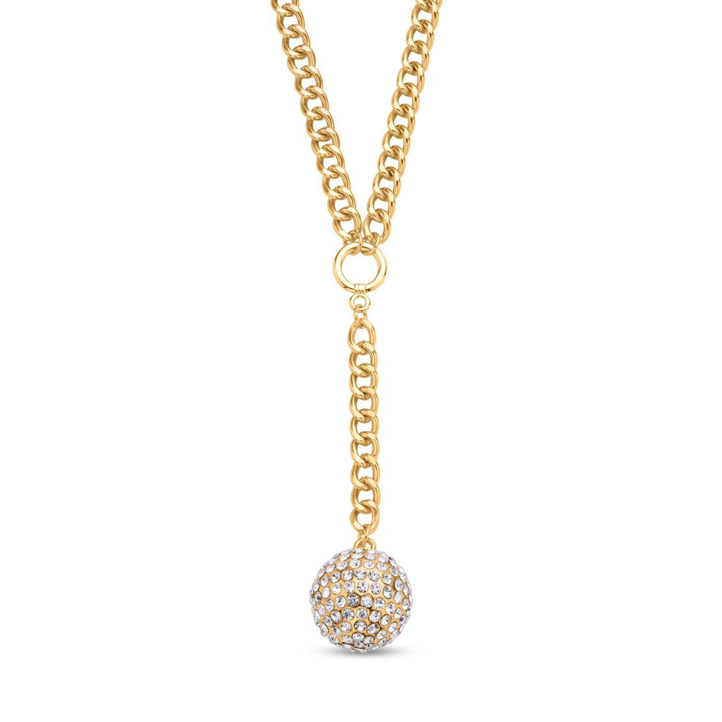 2er Set -Weißes Kristall-Collier und Ohrstecker, ca. 50 cm, goldfarben 7.00 ct